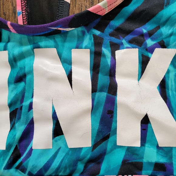 Pink Victoria's Secret Ultimate Multicolor Tropical Print Sports Bra Size Small - Picture 4 of 6